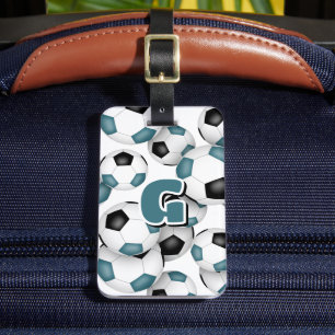 Etiqueta De Bagagem atletas monogramas personalizados futebol negro te