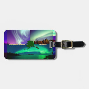 Etiqueta De Bagagem Aurora boreal da colagem de Alaska
