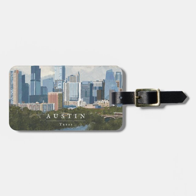 Etiqueta De Bagagem Austin Skyline (Frente Horizontal)