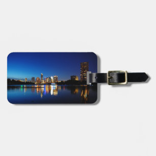 Etiqueta De Bagagem Austin Texas Centro Night Skyline Ladybird Lake