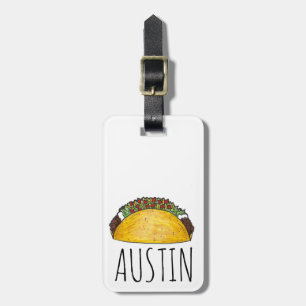 Etiqueta De Bagagem Austin TX Texas Taco Tex Mex Mexicano Comida