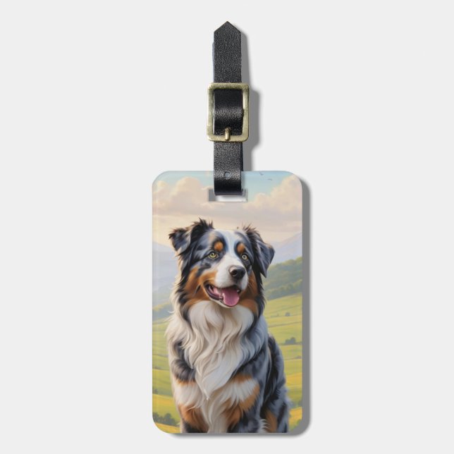 Etiqueta de bagagem Australian Shepard (Frente Vertical)