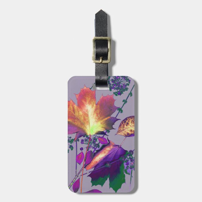 Etiqueta De Bagagem Autumn Leaves em Lilac (Frente Vertical)