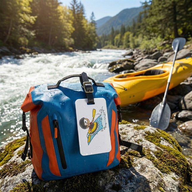 Etiqueta De Bagagem Aventura de Branca Rafando com Garoto Assustado (Criador carregado)