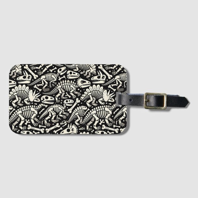 Etiqueta De Bagagem Aventura de Osso Dinossauro (Frente Horizontal)