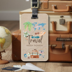 Etiqueta De Bagagem Aventura de Viagem em Aquarela Moderna 