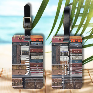 Etiqueta De Bagagem Aventuras de viagem, Suitcases de Vintage