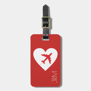 Etiqueta De Bagagem avião de viagem de amor vermelho personalizado