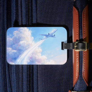 Etiqueta De Bagagem Avião Subindo - Estilo de Pintura em Pastel