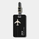 Etiqueta De Bagagem avião viagem branco e preto personalizado (Frente Vertical)