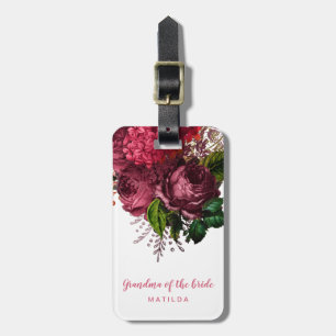 Etiqueta De Bagagem avó floral Rosa de ouro da noiva