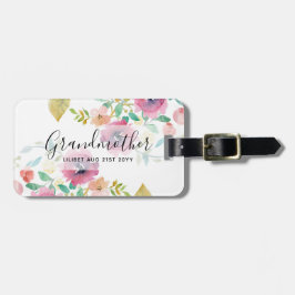 Etiqueta De Bagagem Avó Presente - Flores Bonito Rosa-Rosa-Plum