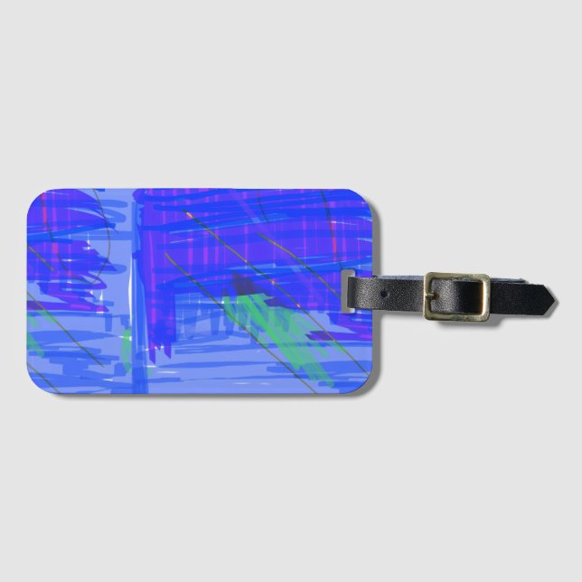 Etiqueta De Bagagem Azul Abstrato Chic (Frente Horizontal)