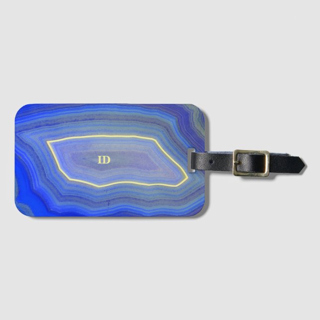 Etiqueta De Bagagem Azul Agate (Frente Horizontal)