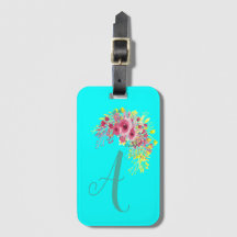 Azul Aqua/Teal e floral monogramas