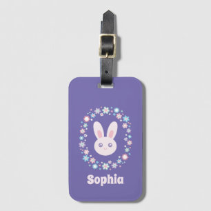 Etiqueta De Bagagem Azul bonito da lavanda do coelho de coelho das