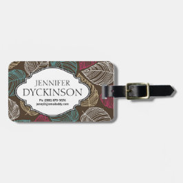 Etiqueta De Bagagem Azul bonito de Brown do rosa do teste padrão da