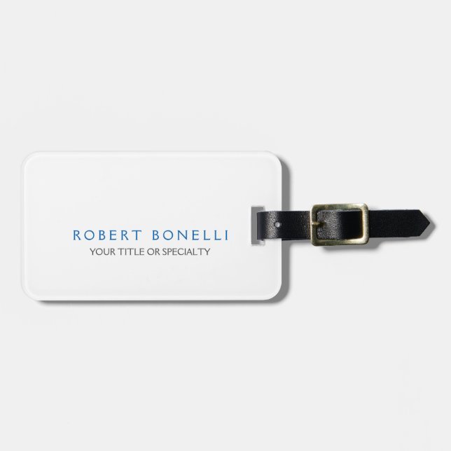 Etiqueta De Bagagem Azul branco comum único (Frente Horizontal)