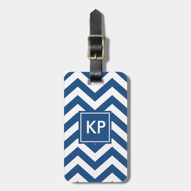 Etiqueta de Bagagem Azul com Chevron Personalizado (Frente Vertical)