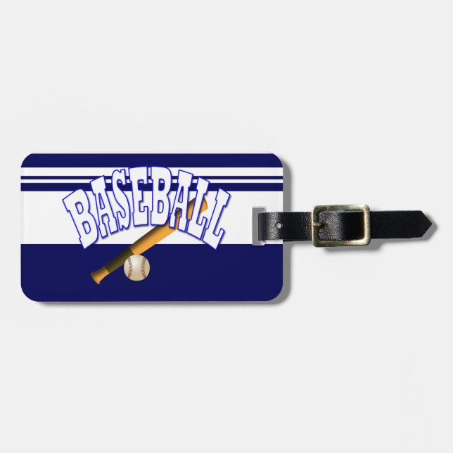 Etiqueta De Bagagem Azul do basebol (Frente Horizontal)