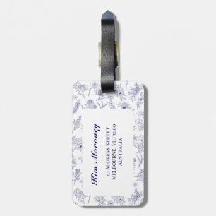 Etiqueta de Bagagem Azul e Branco Fleur de Saison