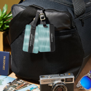 Etiqueta De Bagagem Azul e metal preto