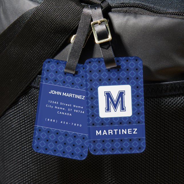 Etiqueta de Bagagem Azul Elegante para o Homem (Criador carregado)