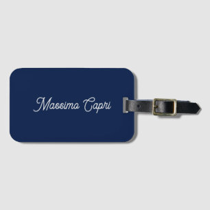 Etiqueta De Bagagem Azul Escuro Elegante Casual Nome Próprio Escrito à
