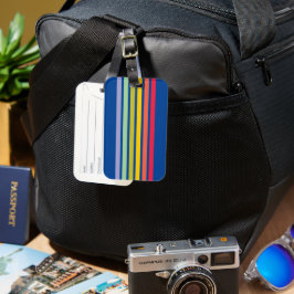Etiqueta De Bagagem Azul-Estribo-Arco-Íris Retroativo