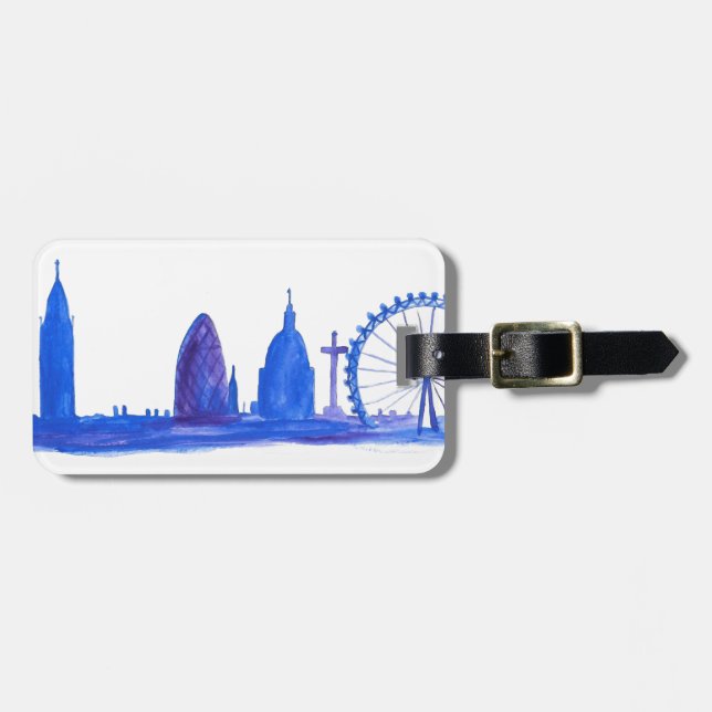 Etiqueta De Bagagem Azul-Londres (Frente Horizontal)