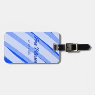 Etiqueta De Bagagem Azul pastel adicionar nome data boho retro padrão