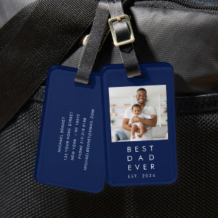 Etiqueta De Bagagem Azul Personalizado Foto Melhor Pai de Todos os Tem