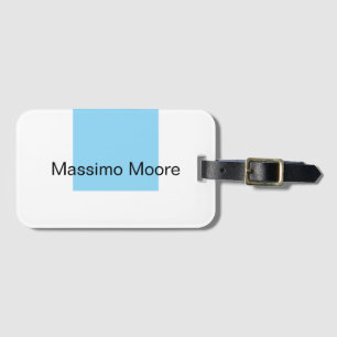 Etiqueta De Bagagem Azul Preto Branco Simples Elegante Nome Próprio