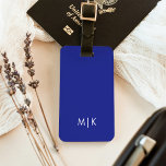 Etiqueta De Bagagem Azul profundo | Monograma Moderno<br><div class="desc">Este design de etiqueta de bagagem moderna apresenta um fundo azul brilhante e profundo,  com as suas iniciais em negrito texto branco para uma aparência simples e colorida,  mas profissional.</div>