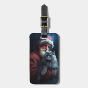 Etiqueta De Bagagem Azul Russo Papai Noel Natal Festivo