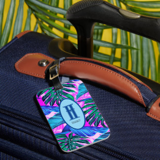 Etiqueta De Bagagem Azul tropical havaiano