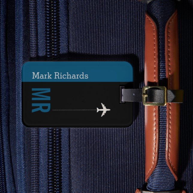 Etiqueta De Bagagem Azul-viajante clássico (Frente Insitu 4)