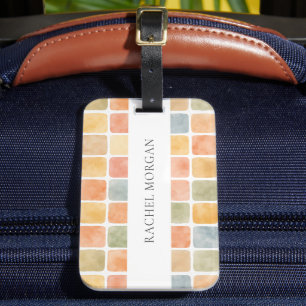 Etiqueta De Bagagem AZULEJOS AQUARELA BOHO COR TERRA Personalizado