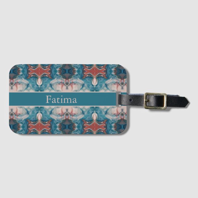 Etiqueta De Bagagem Azure Bloom, personalizado (Frente Horizontal)