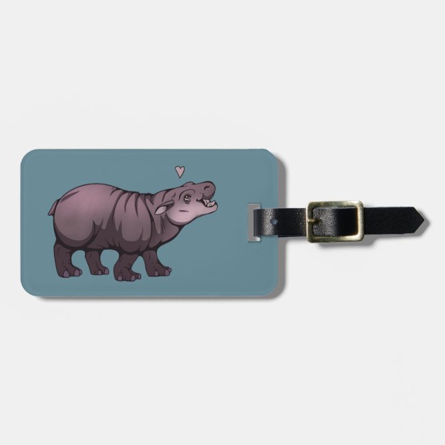 Etiqueta De Bagagem Baby Pigmy Hippo (Frente Horizontal)