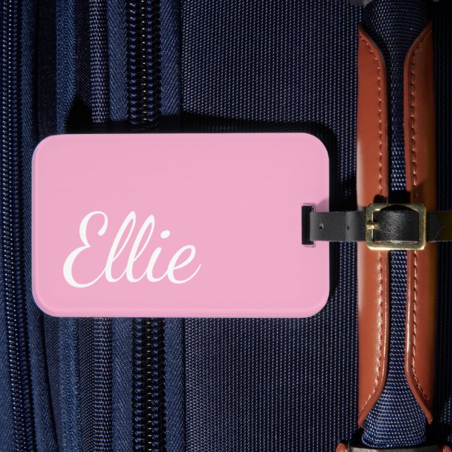 Etiqueta De Bagagem Baby Pink Bliss | Nome Personalizado Rascunho Curs (Frente Insitu 4)