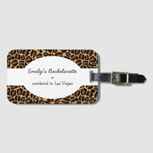 Etiqueta De Bagagem Bachelorette Bride Boujee Trendy Leopard Impressão (Frente Horizontal)