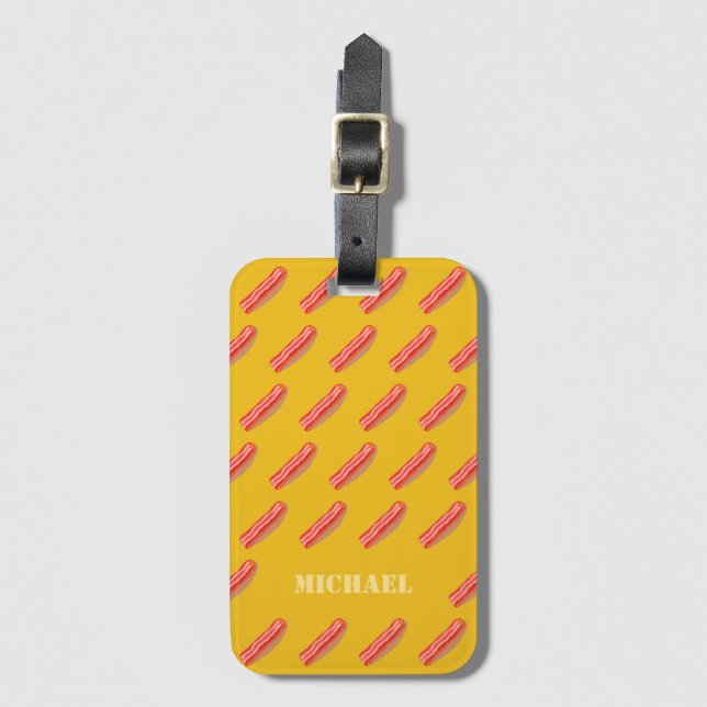 Etiqueta De Bagagem Bacon Personalizado Engraçado (Frente Vertical)