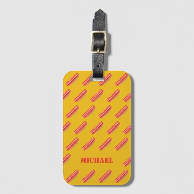 Etiqueta De Bagagem Bacon Personalizado Engraçado (Frente Vertical)