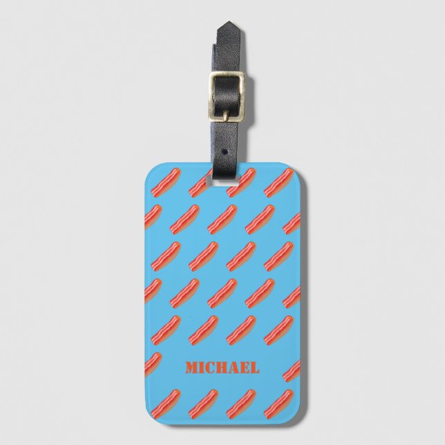 Etiqueta De Bagagem Bacon Personalizado Engraçado (Frente Vertical)