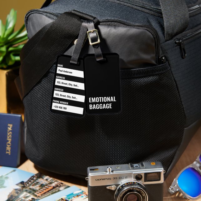 Etiqueta De Bagagem Bagagem Emocional Engraçada Sarcástica (Frente e verso)