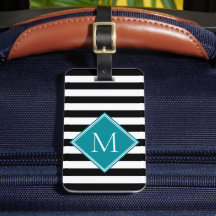 Bagagem Monograma Diamante Teal com Listras Pretas