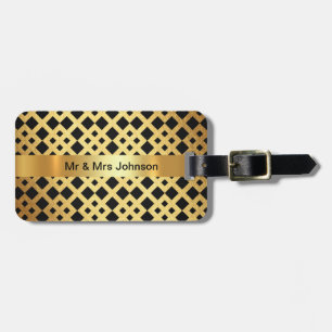 Etiqueta De Bagagem Bagagem preta dourada personalizada do art deco