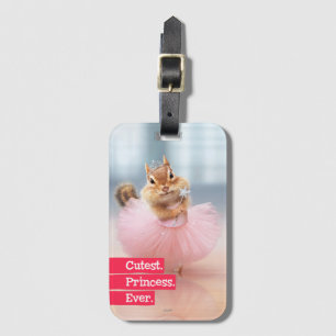 Etiqueta De Bagagem Bailarina bonito do Chipmunk no tutu no estúdio d