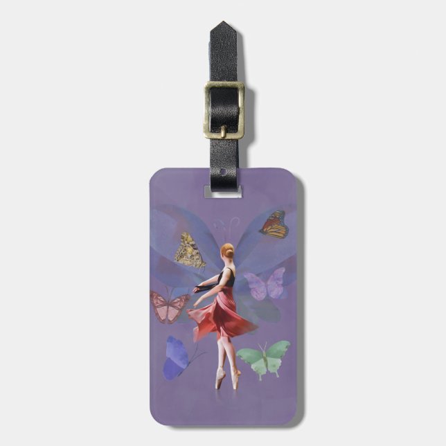 Etiqueta De Bagagem Bailarina e borboletas (Frente Vertical)